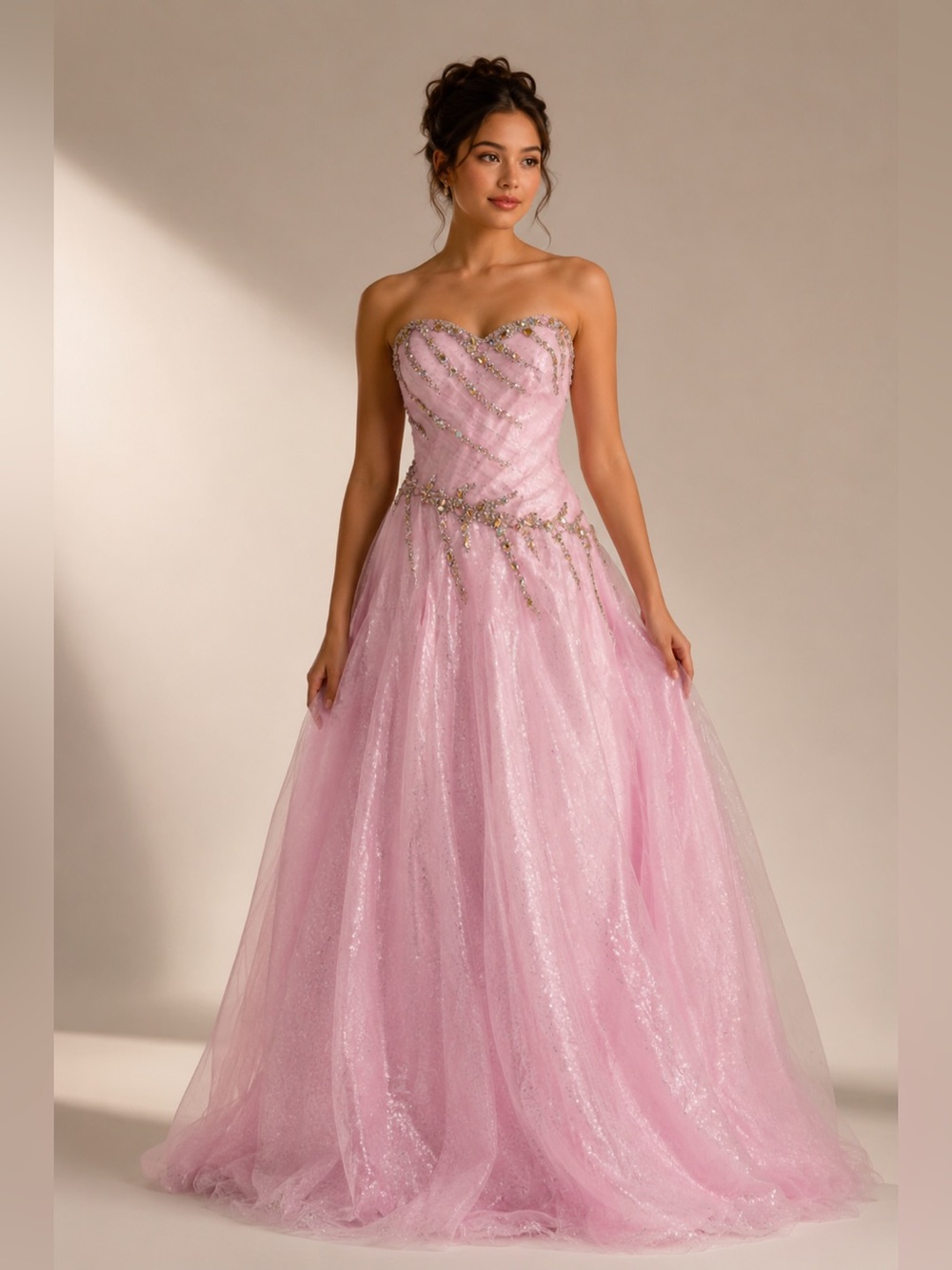 NWT Mac Duggal Ice Pink Embellished Ball Prom Gown 12